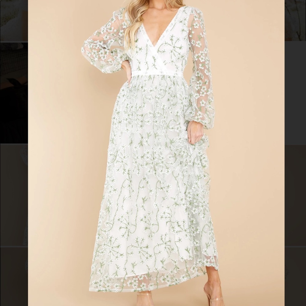 Heavenly Sights Ivory Floral Embroidered Maxi Dress